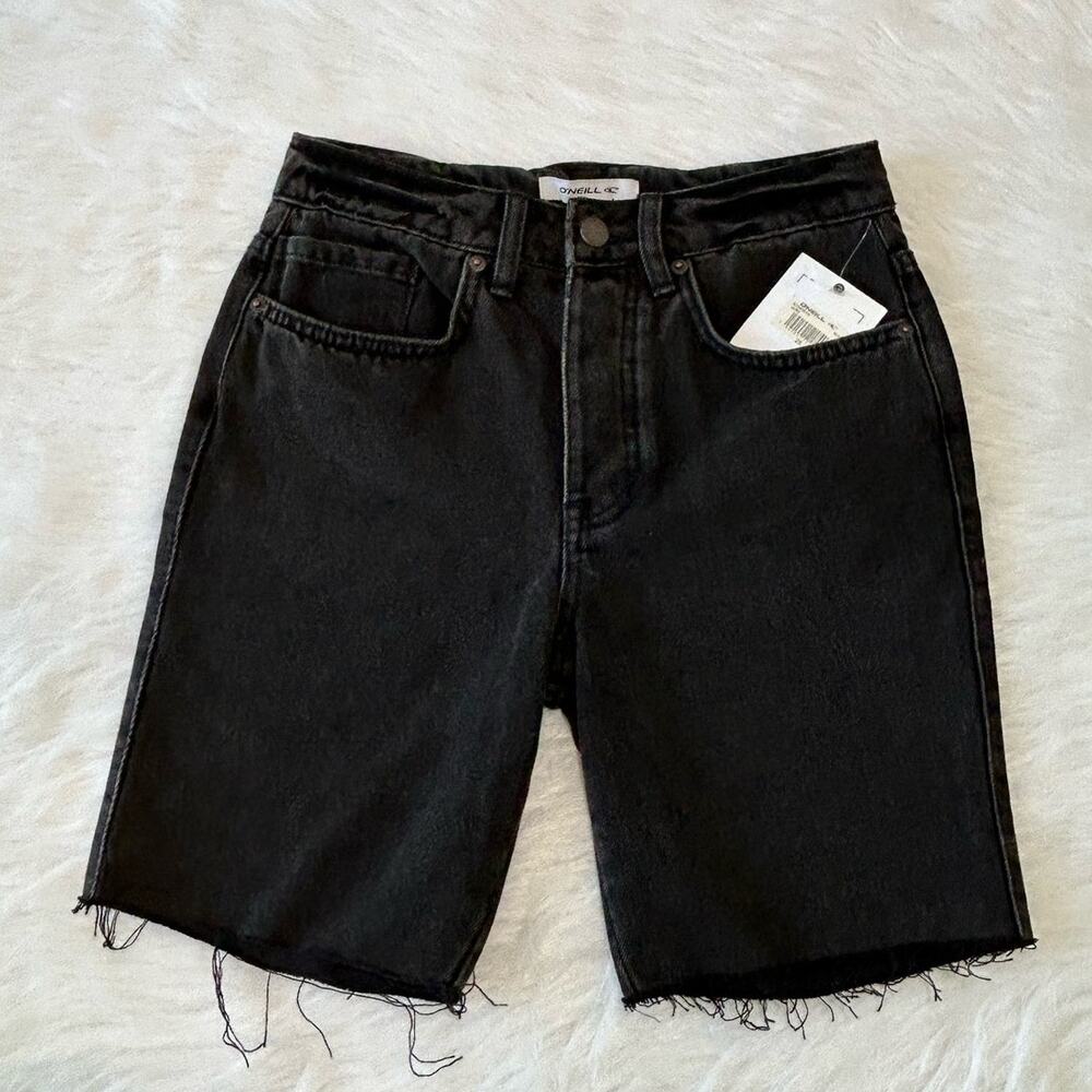 O’Neill Denim Bermuda Charcoal Wash Cut Off Button Fly Shorts Size 25 | 2 | XS - Picture 3 of 12